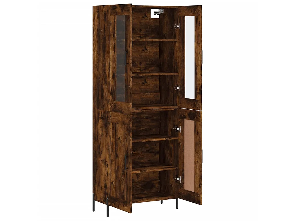 Hoge kast 69,5x34x180 cm bewerkt hout gerookt eikenkleurig NL93331