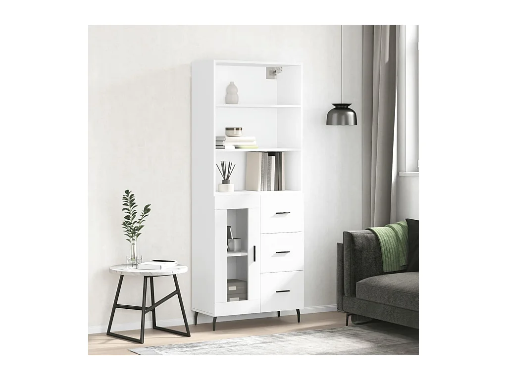 Buffet haut Blanc 69,5x34x180 cm Bois d'ingénierie QWE26061