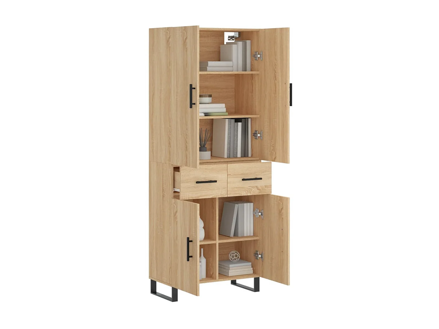 Buffet haut Chêne sonoma 69,5x34x180 cm Bois d'ingénierie QWE66450