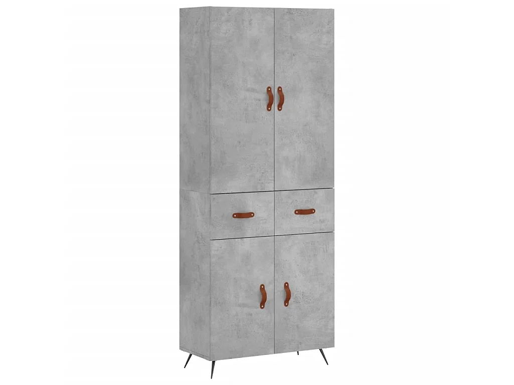 Buffet haut Gris béton 69,5x34x180 cm Bois d'ingénierie QWE15692