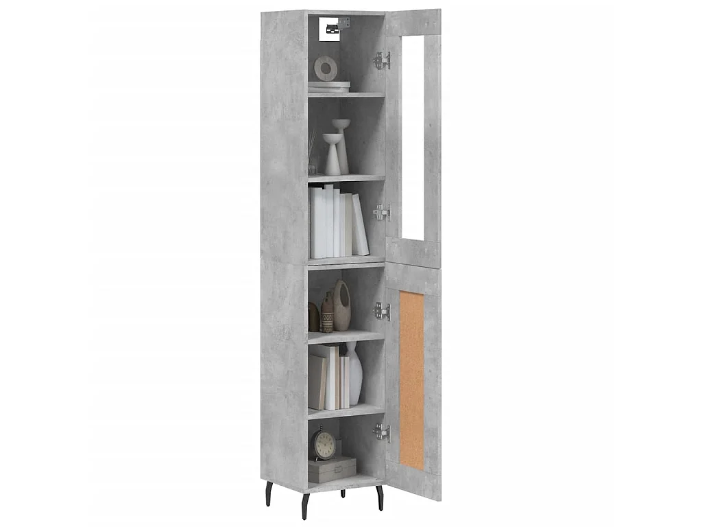 Buffet haut Gris béton 34,5x34x180 cm Bois d'ingénierie QWE95461