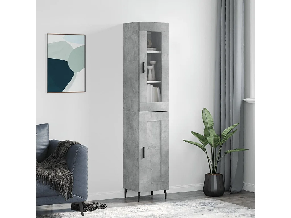 Highboard,Kommode Betongrau 34,5x34x180 cm Holzwerkstoff -gkd307730