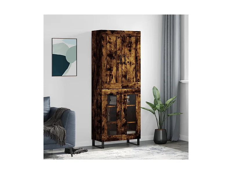 Aparador alto 69,5x34x180 cm madeira processada carvalho fumado PT804805