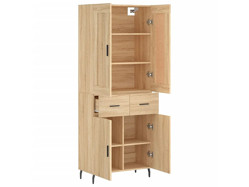 Aparador alto madera contrachapada color roble 69,5x34x180 cm ES634379