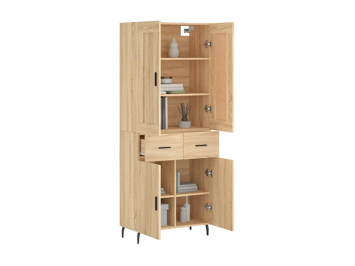 Buffet haut Chêne sonoma 69,5x34x180 cm Bois d'ingénierie QWE49894