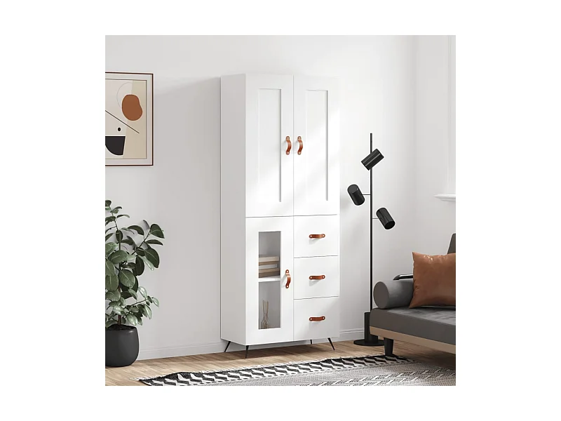 Aparador alto 69,5x34x180 cm derivados de madeira branco PT970717