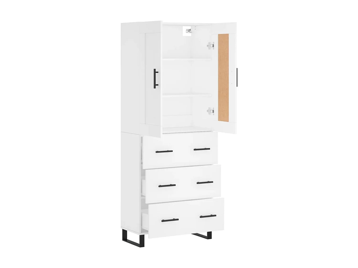 Aparador alto madera contrachapada blanco 69,5x34x180 cm ES252352