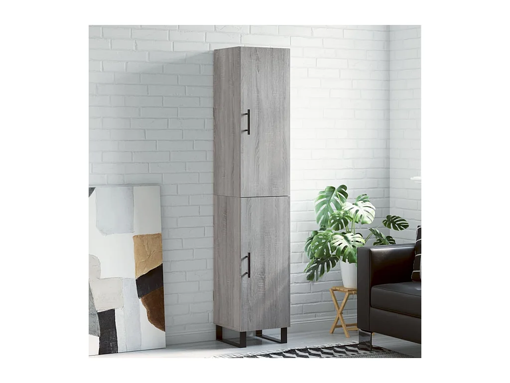 Buffet haut Sonoma gris 34,5x34x180 cm Bois d'ingénierie QWE83389