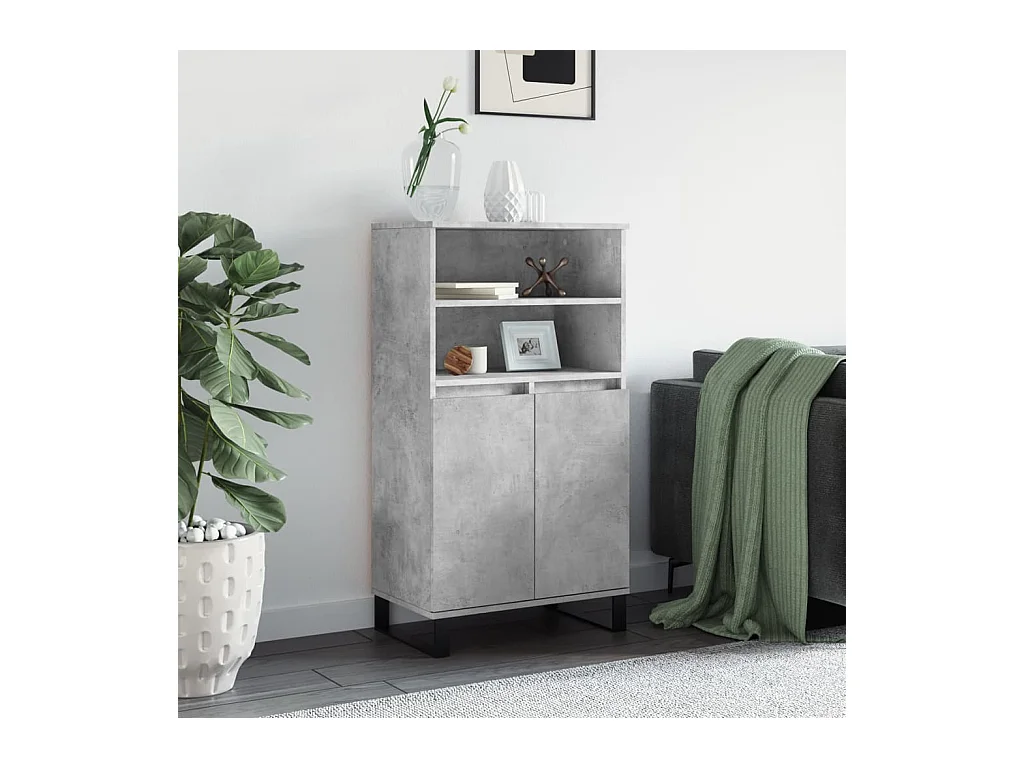 Buffet haut Gris béton 60x36x110 cm Bois d'ingénierie LSF3320