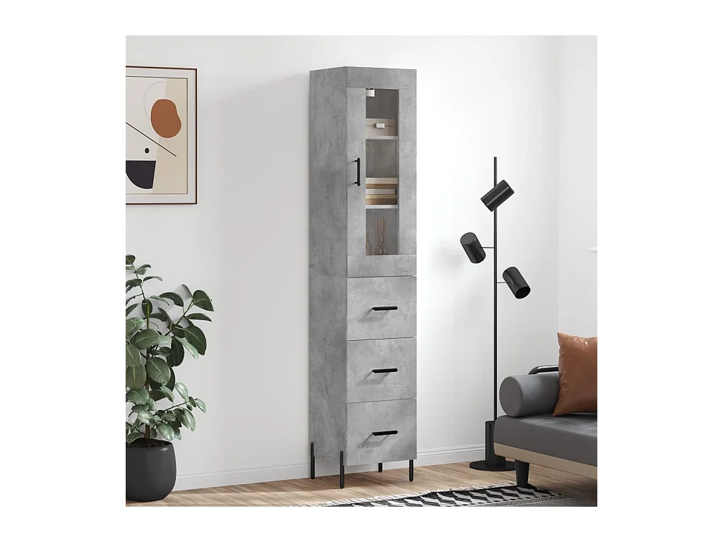 Highboard,Kommode Betongrau 34,5x34x180 cm Holzwerkstoff -gkd762765