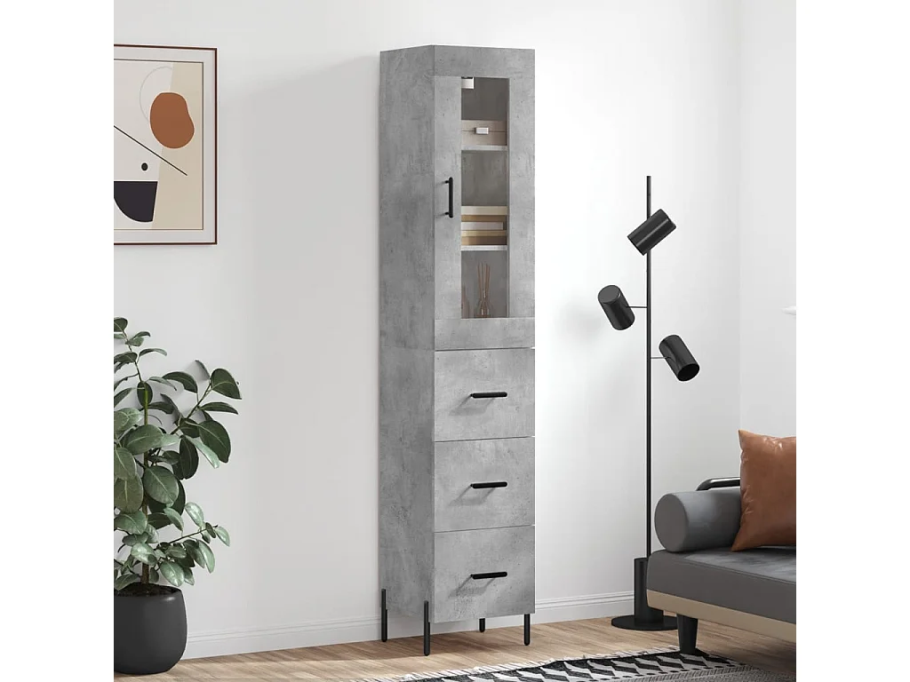 Highboard,Kommode Betongrau 34,5x34x180 cm Holzwerkstoff -gkd762765