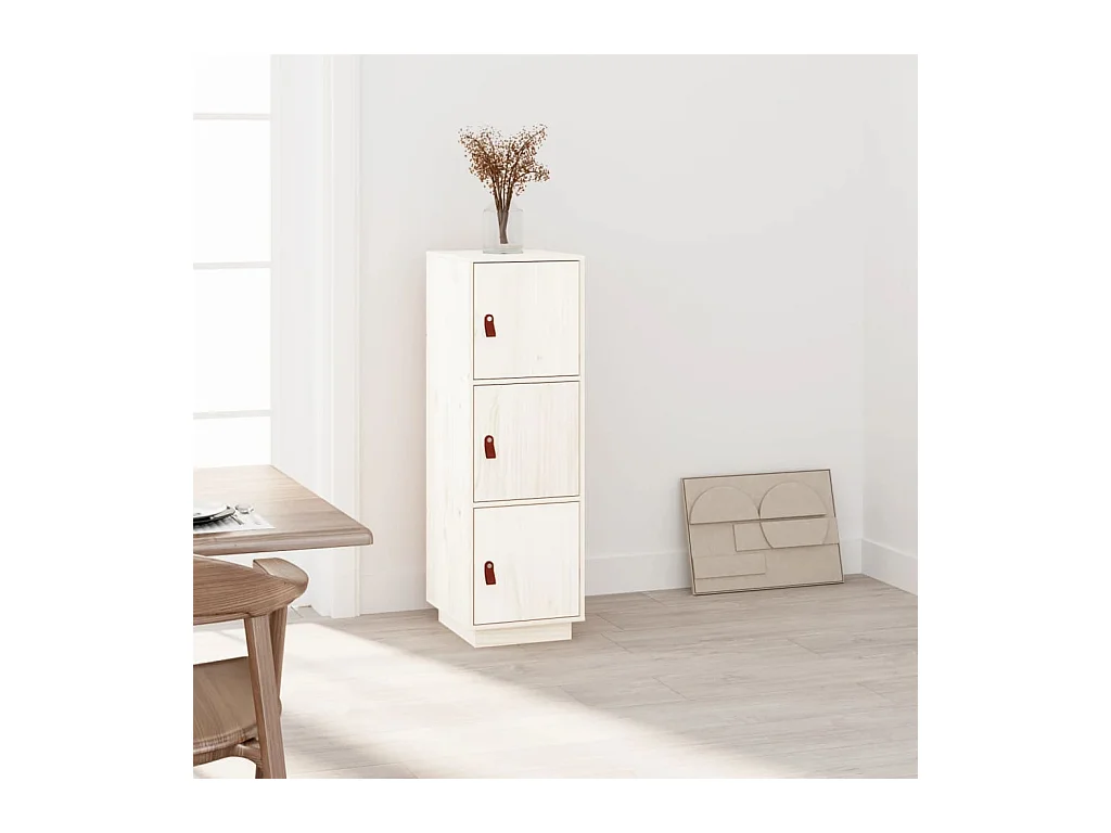 Buffet haut Blanc 34x40x108,5 cm Bois massif de pin EGER30711