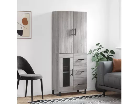 Kauf Unique Highboard,Kommode Grau Sonoma 69,5x34x180 cm Holzwerkstoff -gkd553562