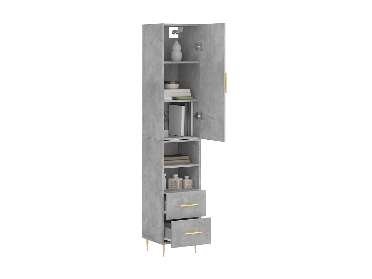 Buffet haut Gris béton 34,5x34x180 cm Bois d'ingénierie QWE68300