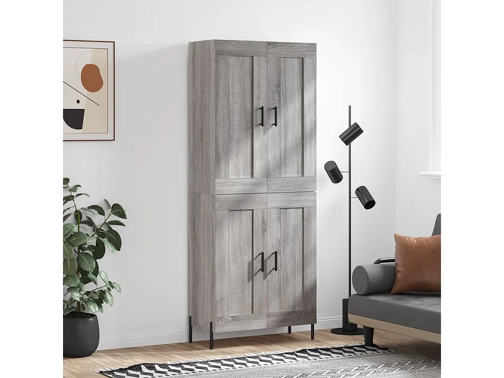 Buffet haut Sonoma gris 69,5x34x180 cm Bois d'ingénierie QWE14990