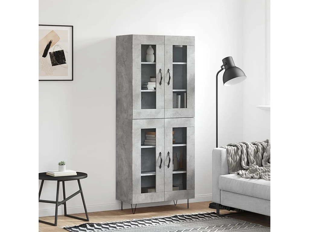 Highboard,Kommode Betongrau 69,5x34x180 cm Holzwerkstoff -gkd942958