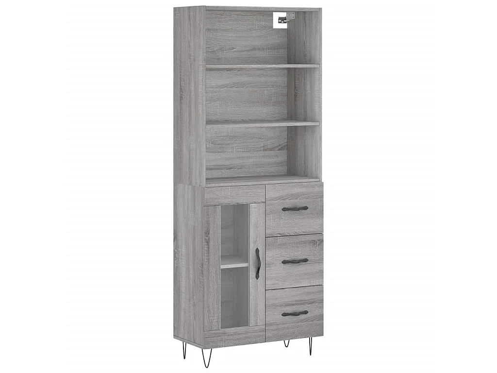 Buffet haut Sonoma gris 69,5x34x180 cm Bois d'ingénierie QWE36972