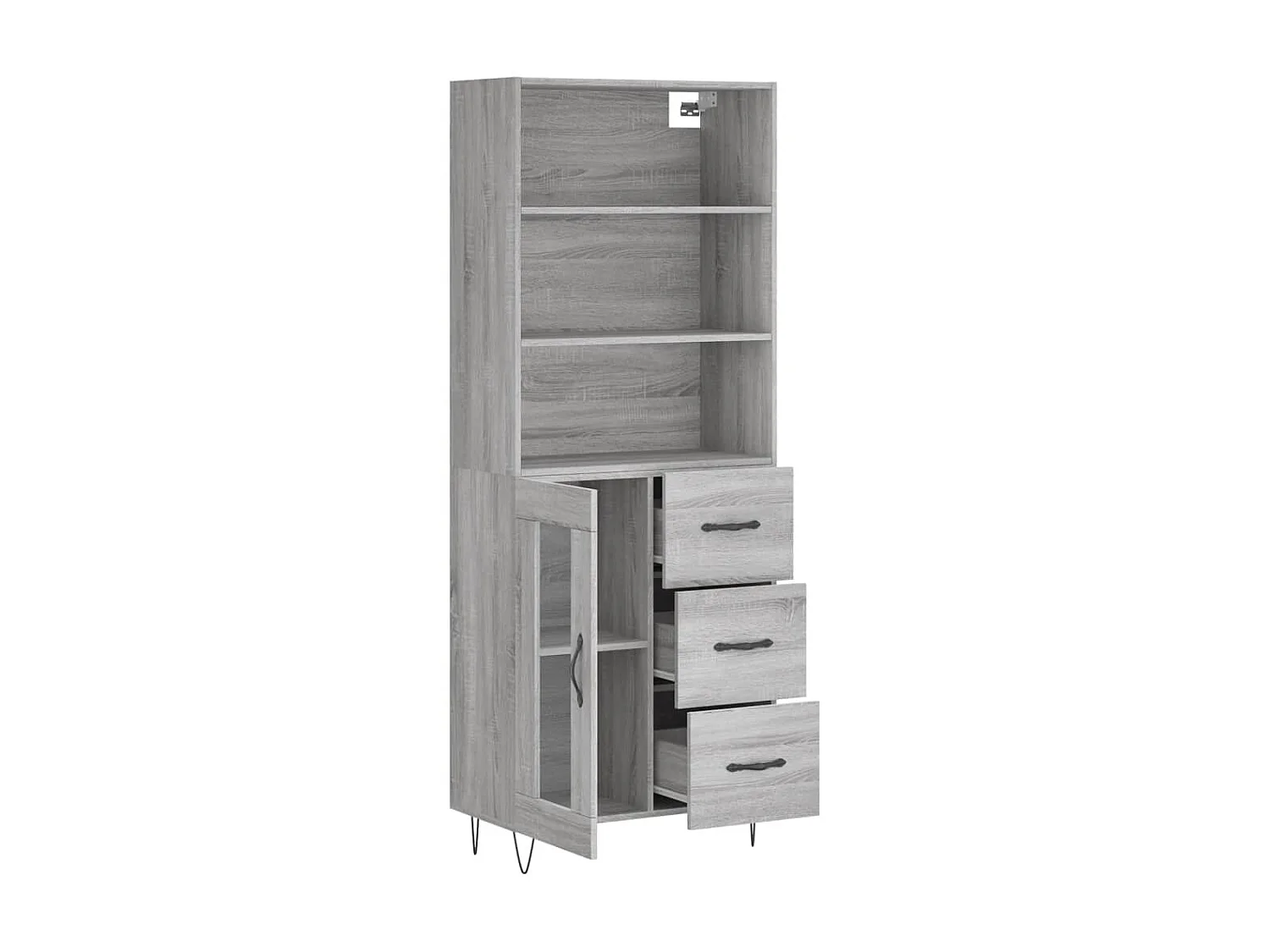 Buffet haut Sonoma gris 69,5x34x180 cm Bois d'ingénierie QWE36972