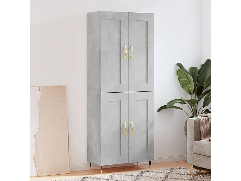 Aparador alto 69,5x34x180 cm derivados de madeira cinza cimento PT942157