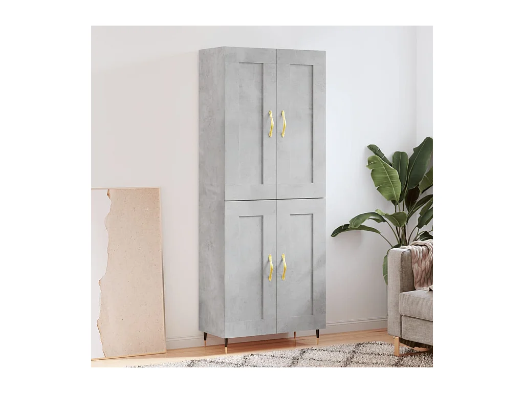 Aparador alto madera contrachapada gris hormigón 69,5x34x180 cm ES84607