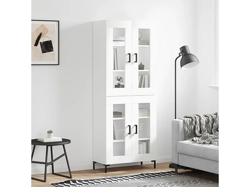 Buffet haut Blanc 69,5x34x180 cm Bois d'ingénierie QWE82795