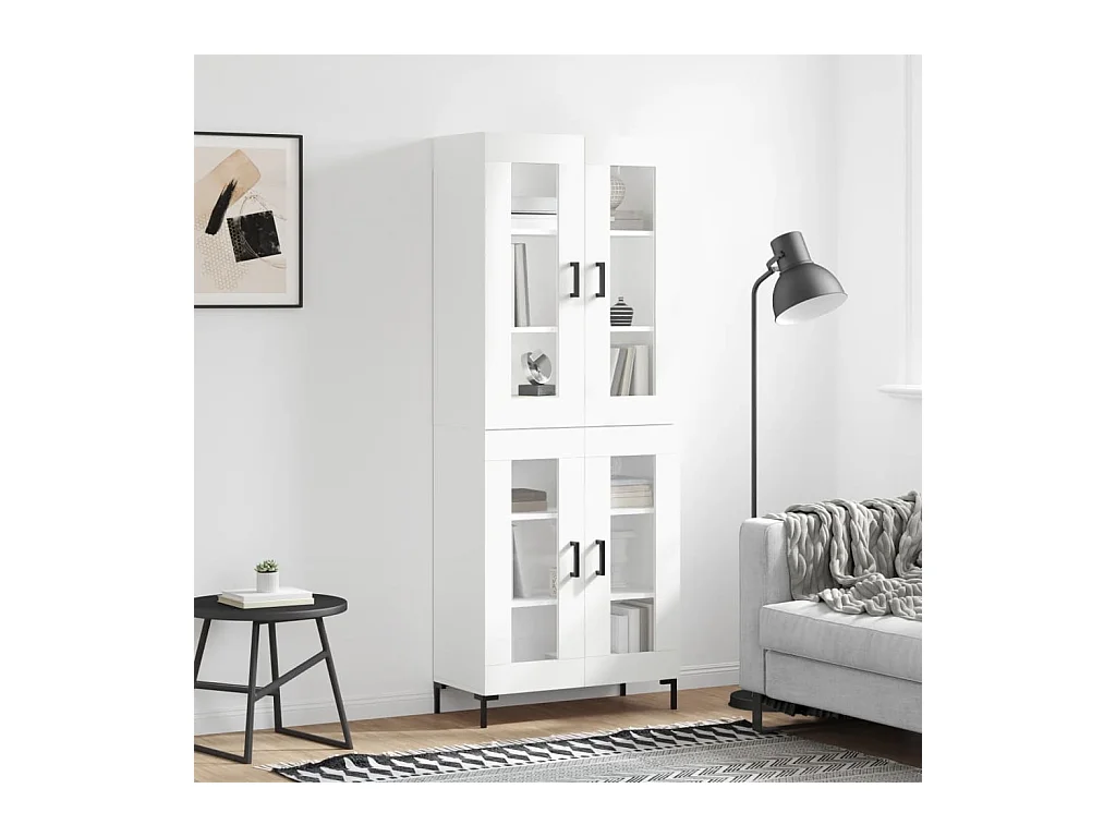 Buffet haut Blanc 69,5x34x180 cm Bois d'ingénierie QWE82795