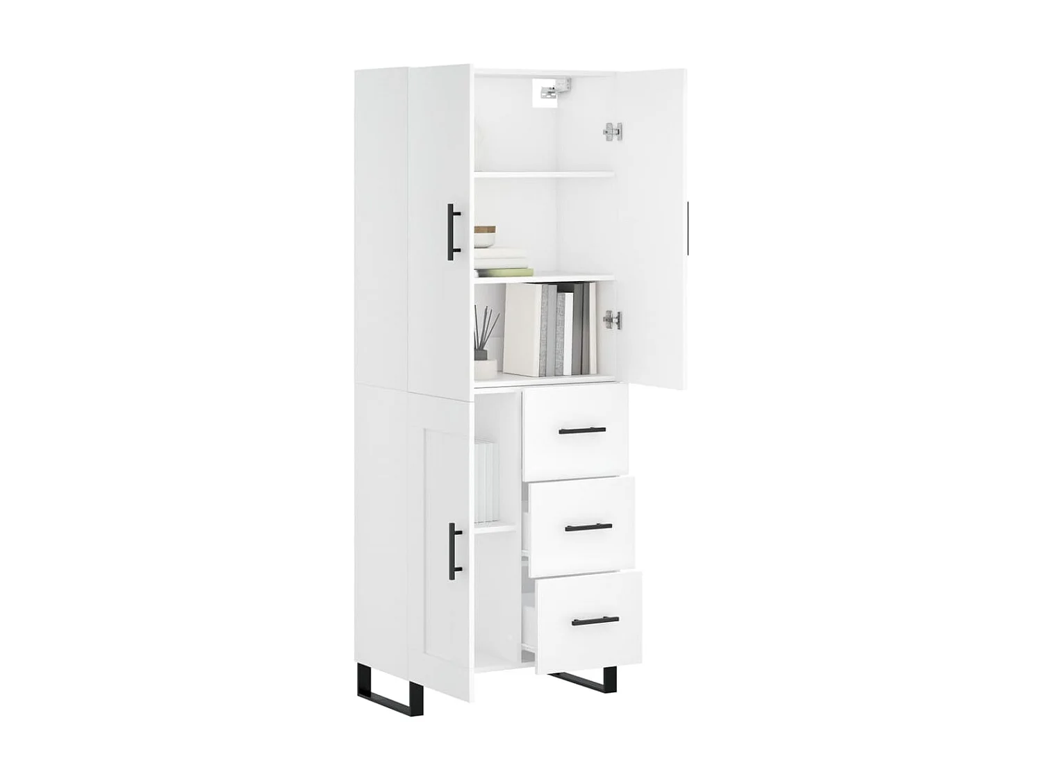 Aparador alto madera contrachapada blanco 69,5x34x180 cm ES52896