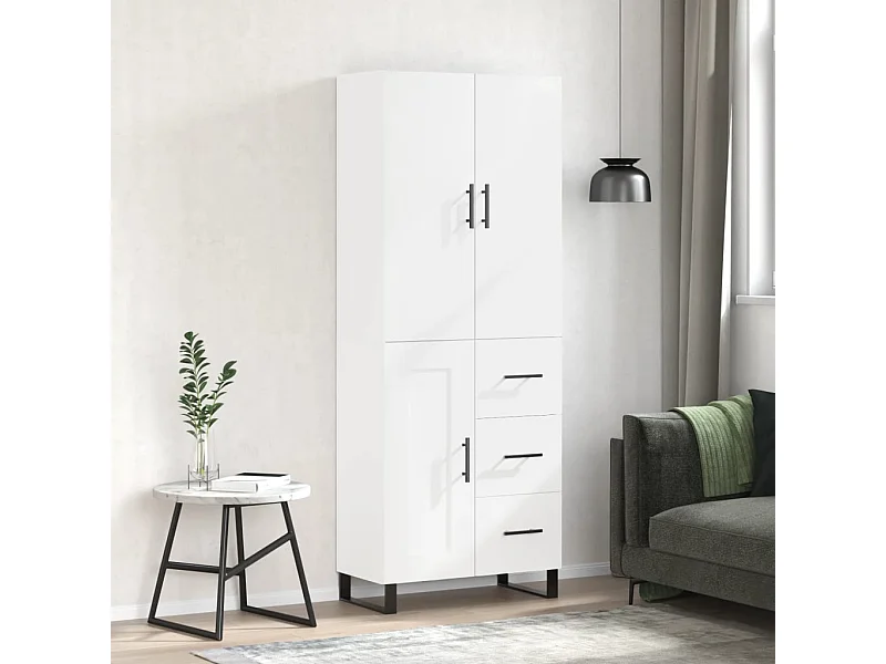 Aparador alto madera contrachapada blanco 69,5x34x180 cm ES52896