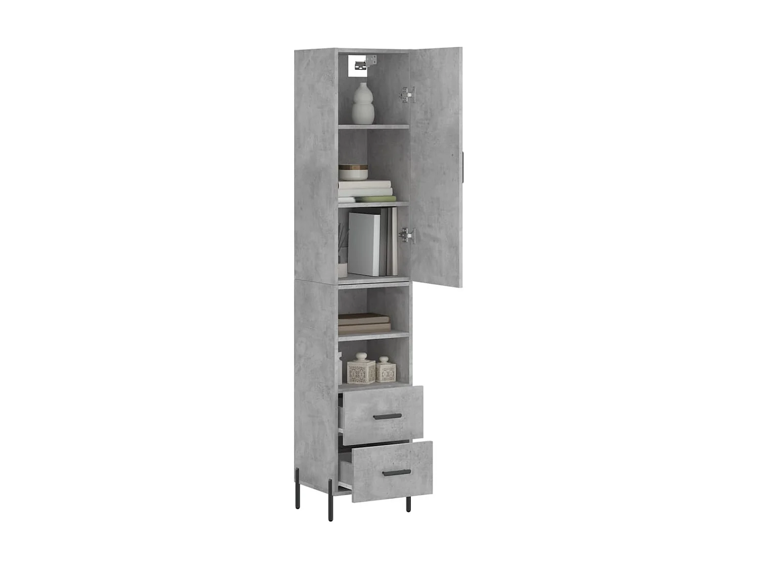 Buffet haut Gris béton 34,5x34x180 cm Bois d'ingénierie QWE58991
