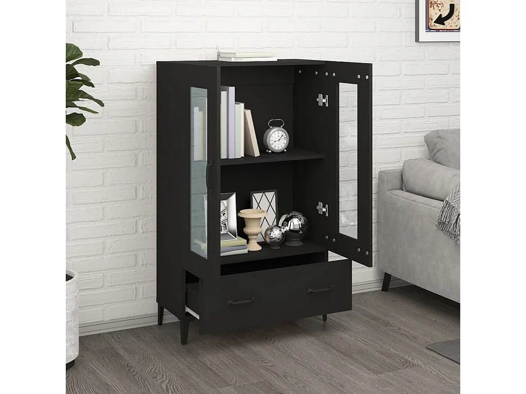 Highboard,Kommode Schwarz 70x31x115 cm Holzwerkstoff -gkd115950