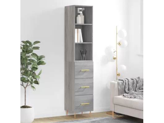 Kauf Unique Highboard,Kommode Grau Sonoma 34,5x34x180 cm Holzwerkstoff -gkd569020