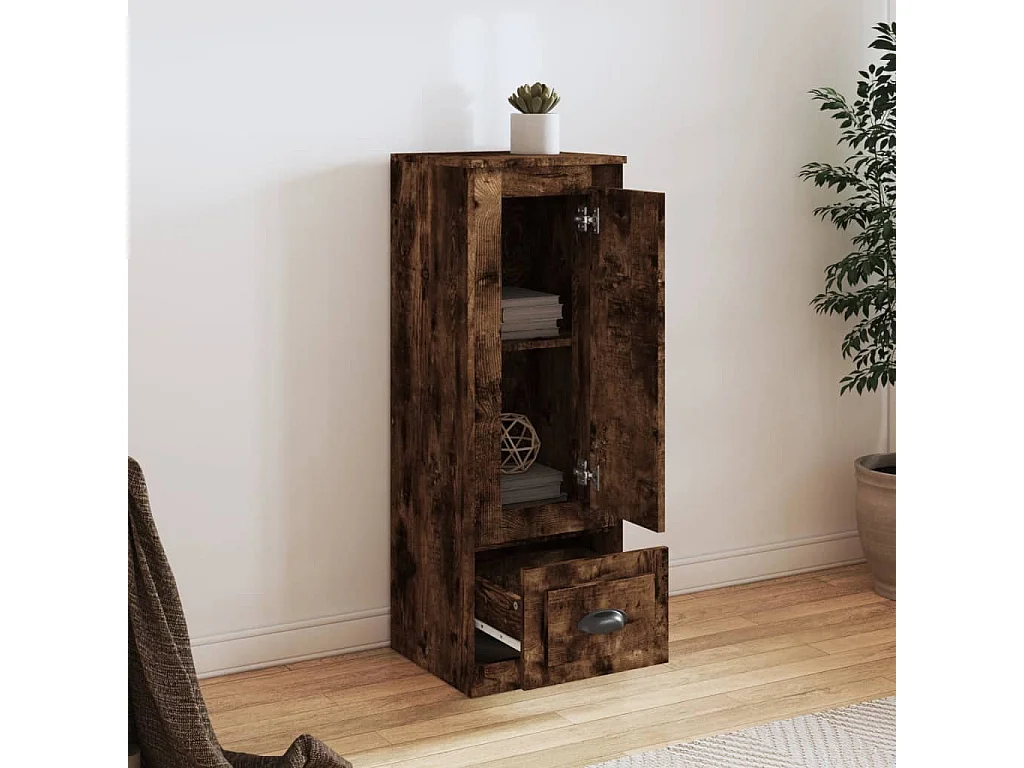 Buffet haut chêne fumé 36x35,5x103,5 cm bois d'ingénierie EGER67908