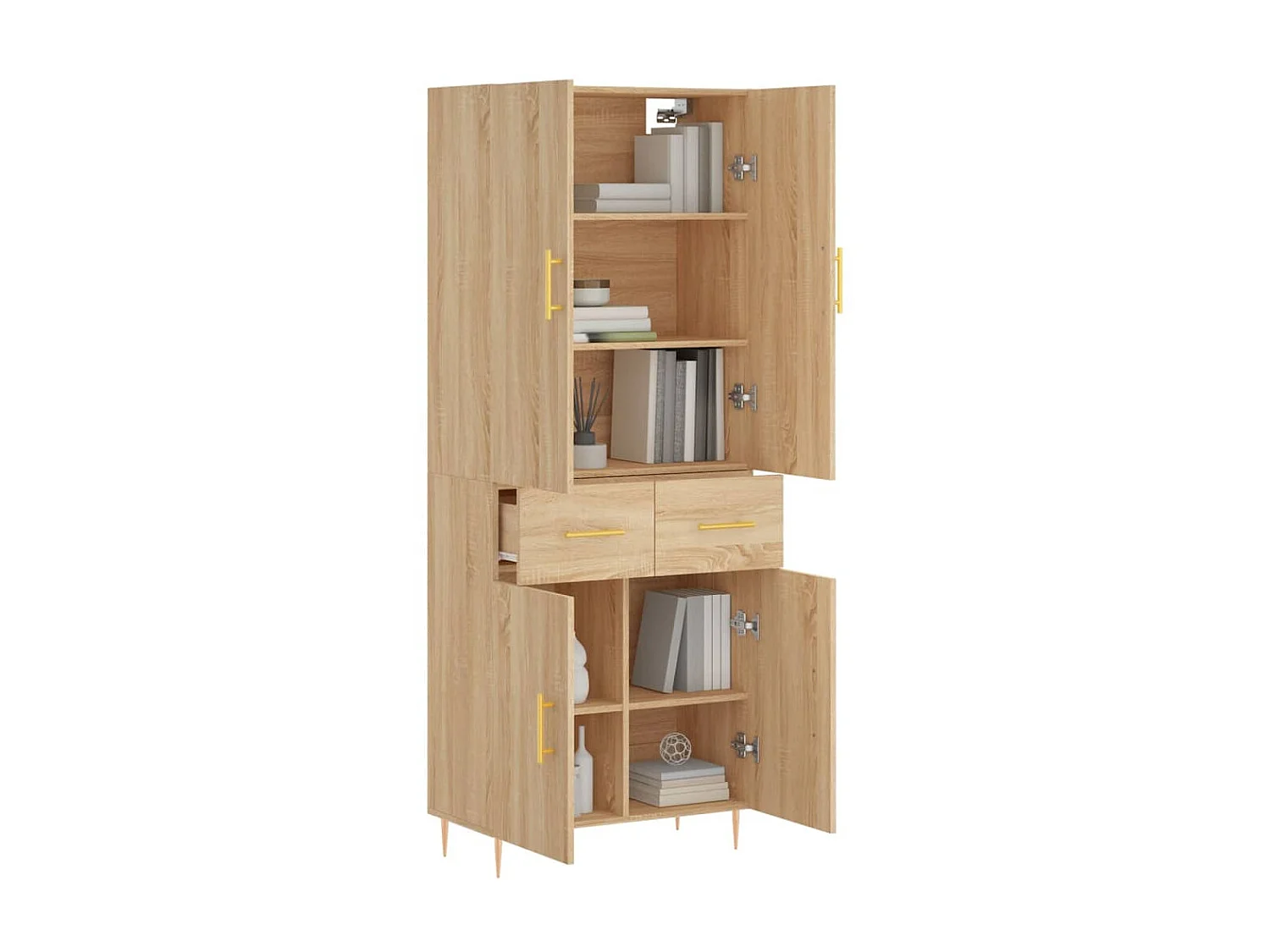 Buffet haut Chêne sonoma 69,5x34x180 cm Bois d'ingénierie QWE79492