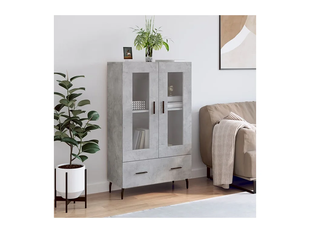 Highboard,Kommode Betongrau 69,5x31x115 cm Holzwerkstoff -gkd22563