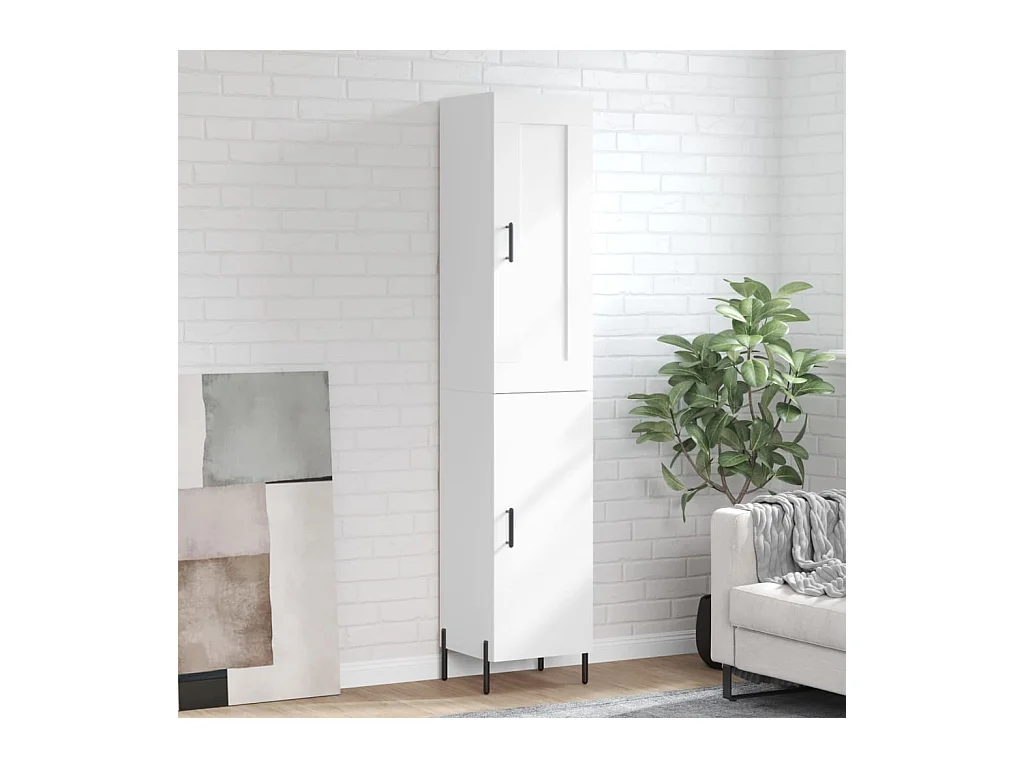 Buffet haut Blanc 34,5x34x180 cm Bois d'ingénierie QWE87471