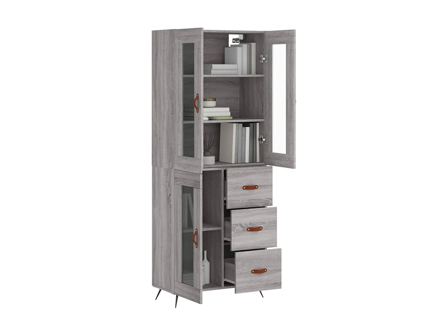 Buffet haut Sonoma gris 69,5x34x180 cm Bois d'ingénierie QWE43961