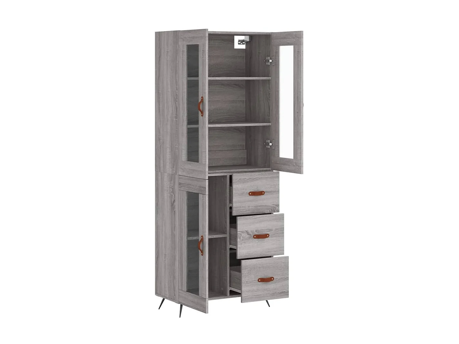 Buffet haut Sonoma gris 69,5x34x180 cm Bois d'ingénierie QWE43961