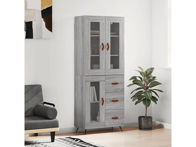 Buffet haut Sonoma gris 69,5x34x180 cm Bois d'ingénierie QWE43961