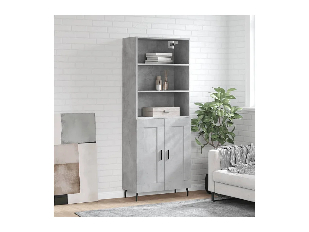 Aparador alto madera contrachapada gris hormigón 69,5x34x180 cm ES41976