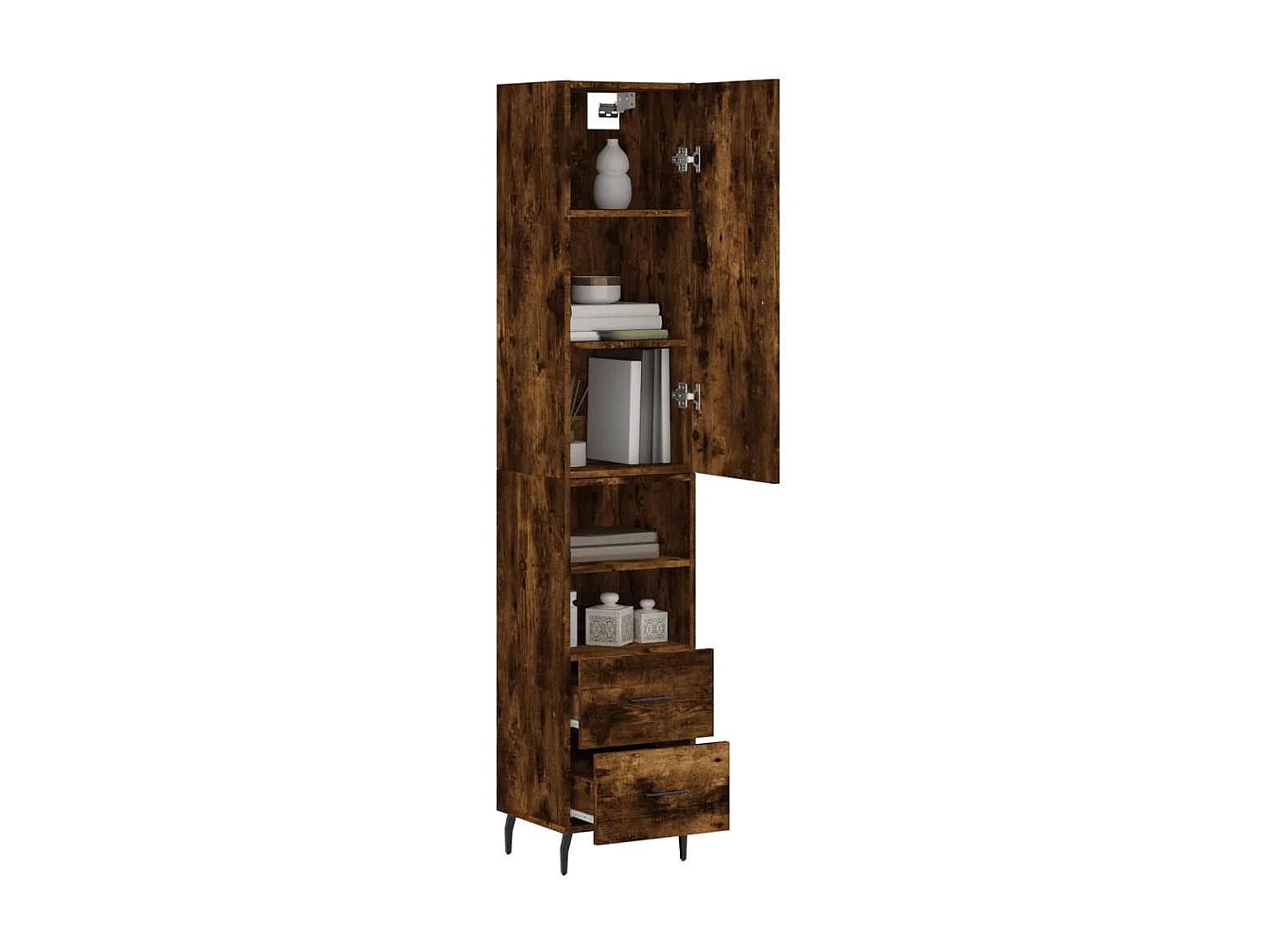 Buffet haut Chêne fumé 34,5x34x180 cm Bois d'ingénierie QWE71597