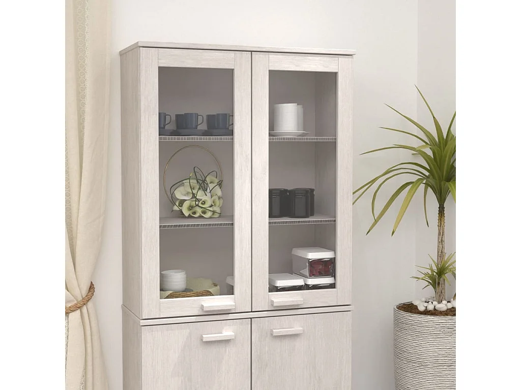 Highboard,Kommode-Oberteil HAMAR Weiß 85x35x100 cm Massivholz -gkd304024