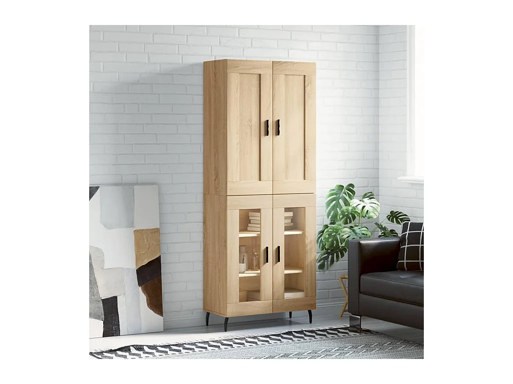 Buffet haut Chêne sonoma 69,5x34x180 cm Bois d'ingénierie QWE42173