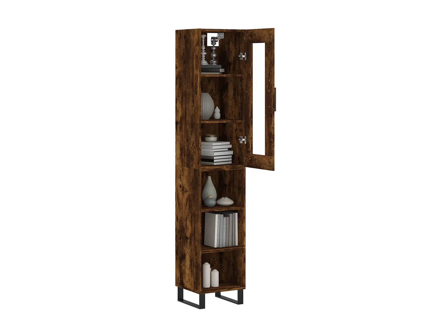 Highboard,Kommode Räuchereiche 34,5x34x180 cm Holzwerkstoff -gkd262154