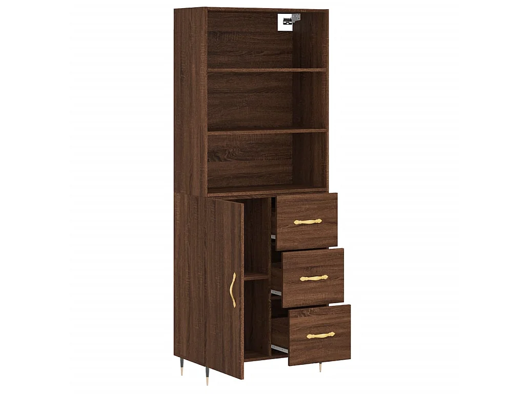 Highboard,Kommode Braun Eichen-Optik 69,5x34x180 cm Holzwerkstoff -gkd928650