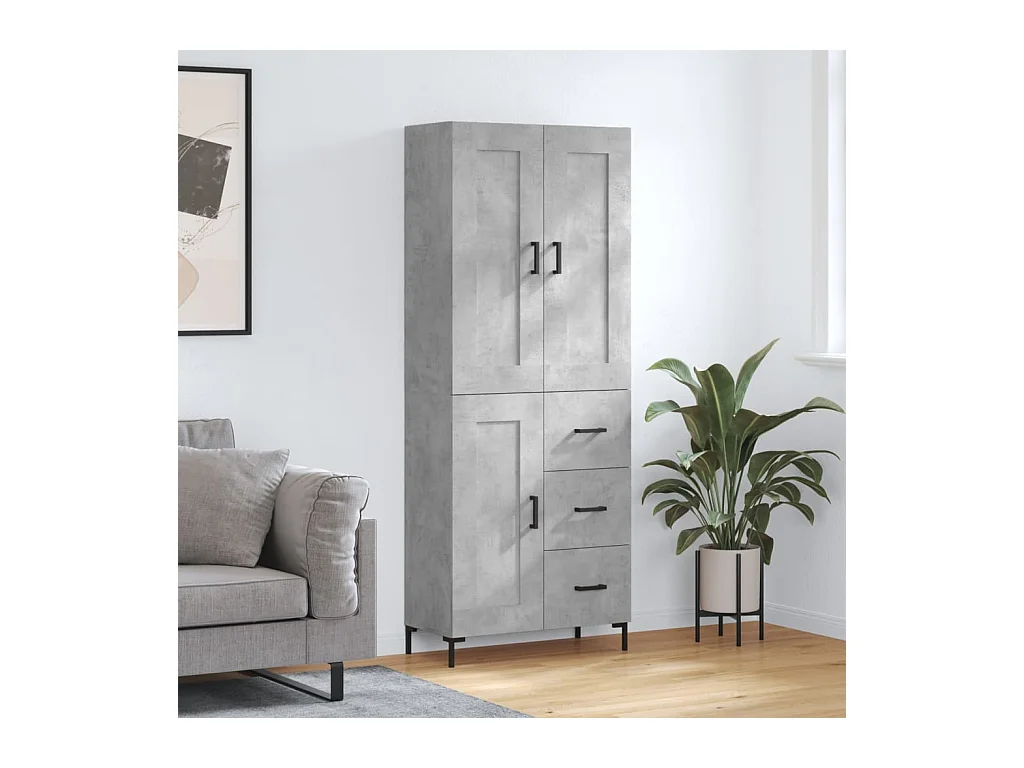 Aparador alto madera contrachapada gris hormigón 69,5x34x180 cm ES38936