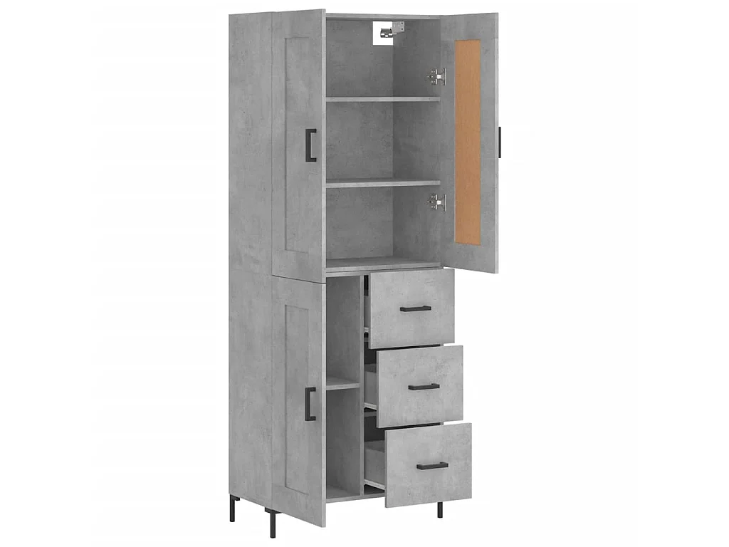 Highboard,Kommode Betongrau 69,5x34x180 cm Holzwerkstoff -gkd272938