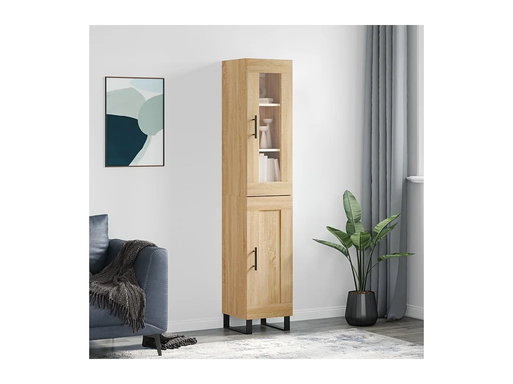 Buffet haut Chêne sonoma 34,5x34x180 cm Bois d'ingénierie QWE80621