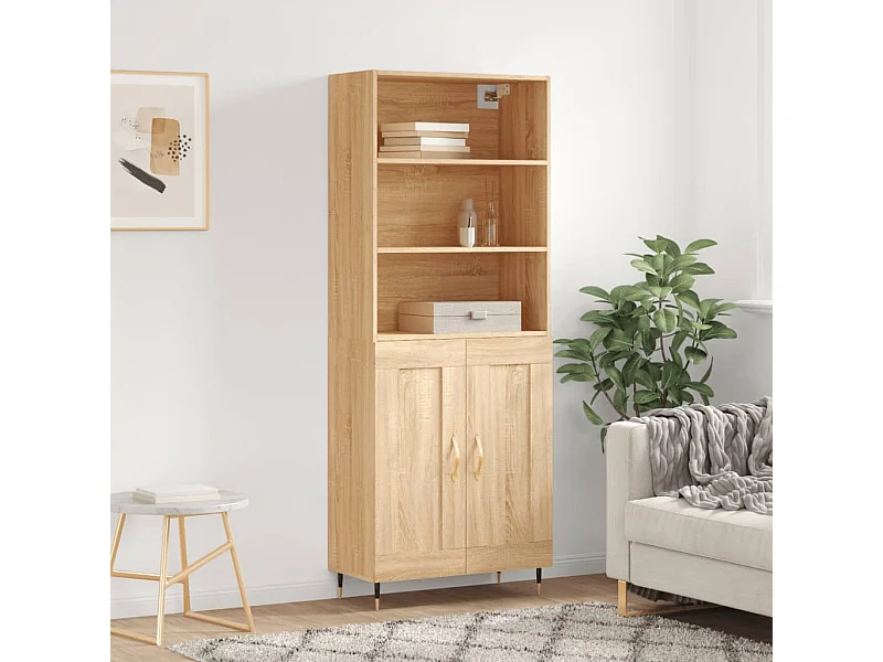 Highboard,Kommode Sonoma-Eiche 69,5x34x180 cm Holzwerkstoff -gkd301445