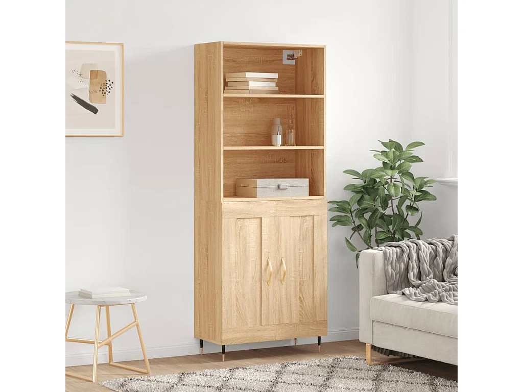 Highboard,Kommode Sonoma-Eiche 69,5x34x180 cm Holzwerkstoff -gkd301445