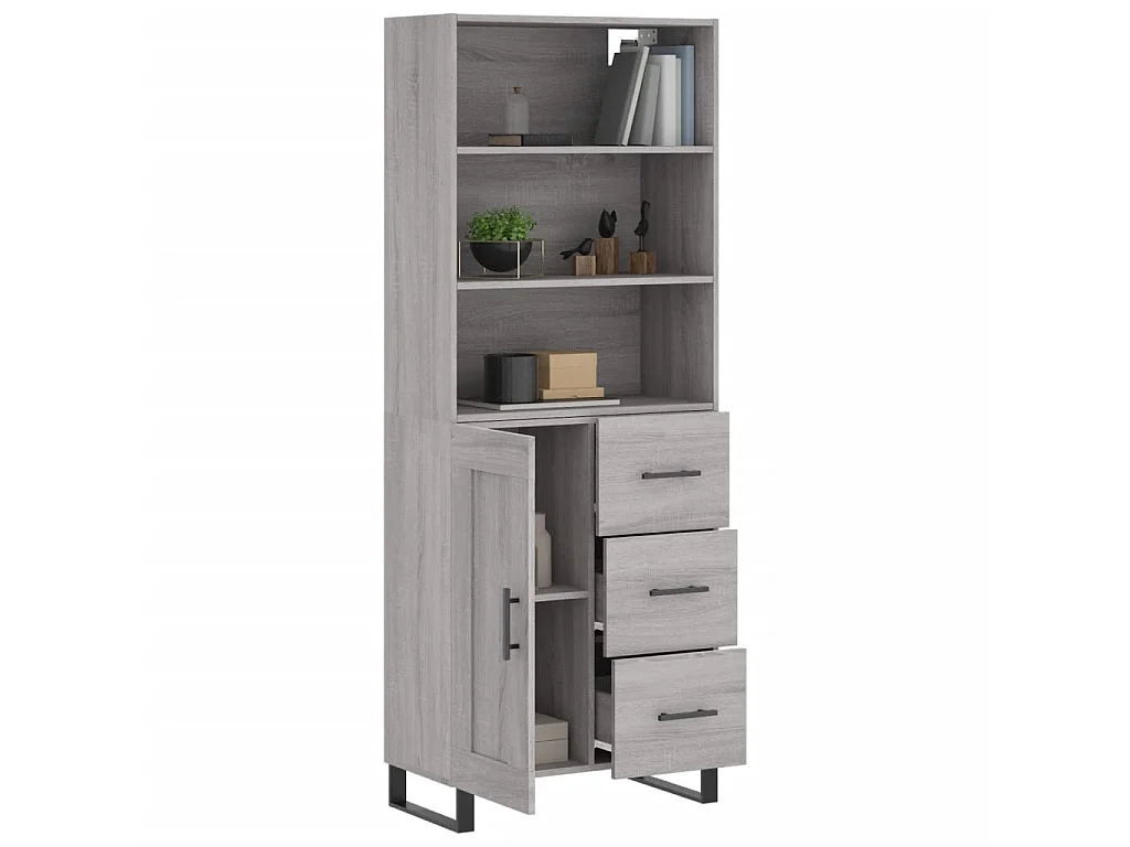 Highboard,Kommode Grau Sonoma 69,5x34x180 cm Holzwerkstoff -gkd158190